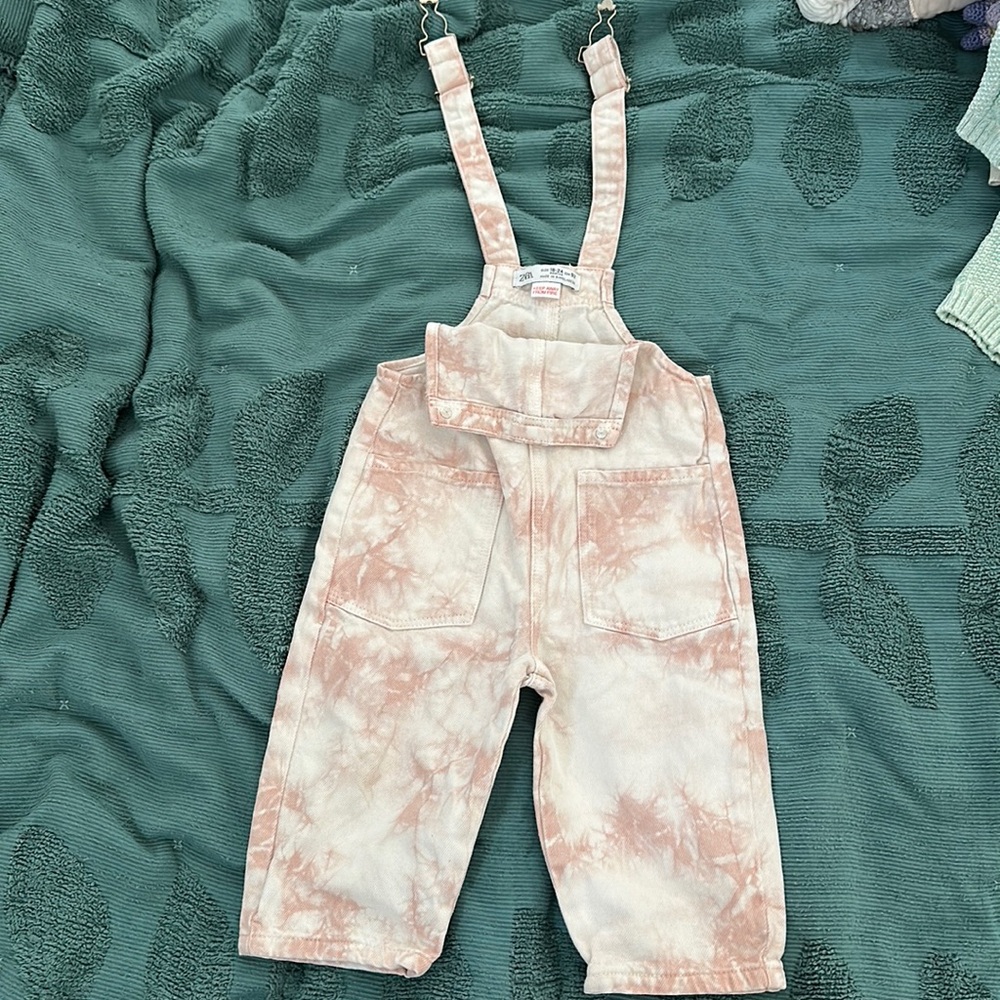 Zara pink tie dye overalls 18-24m